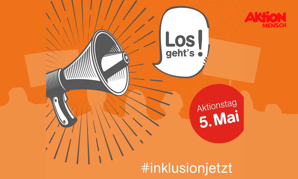 #inklusionjetzt Bildmotiv der Aktion Mensch zum Aktionstag 5. Mai