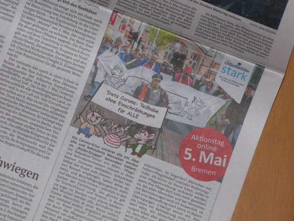 Anzeige im Weser Kurier vom 5. Mai 2020