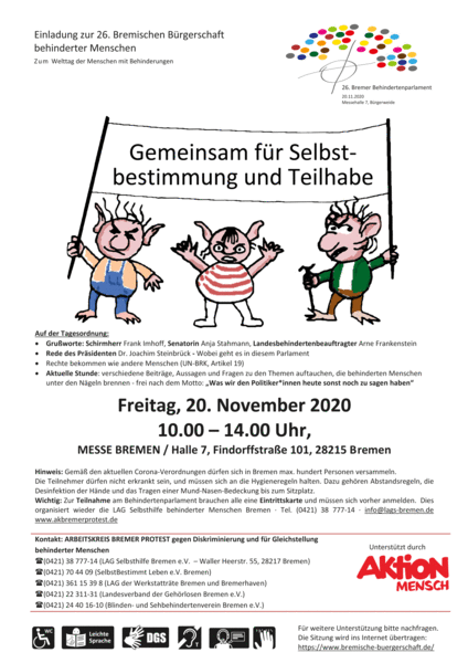 Plakat zum 26. Bremer Behindertenparlament