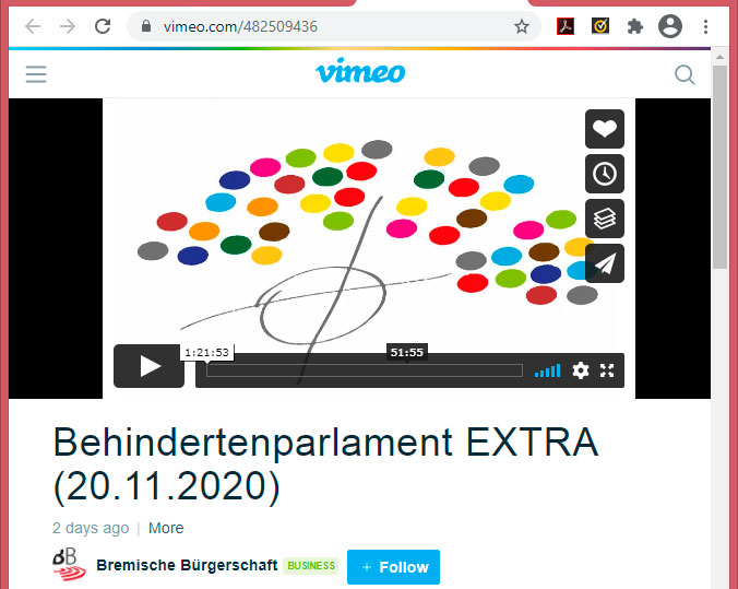 Vorschau Vimeo Aufzeichnung vom Behindertenparlament