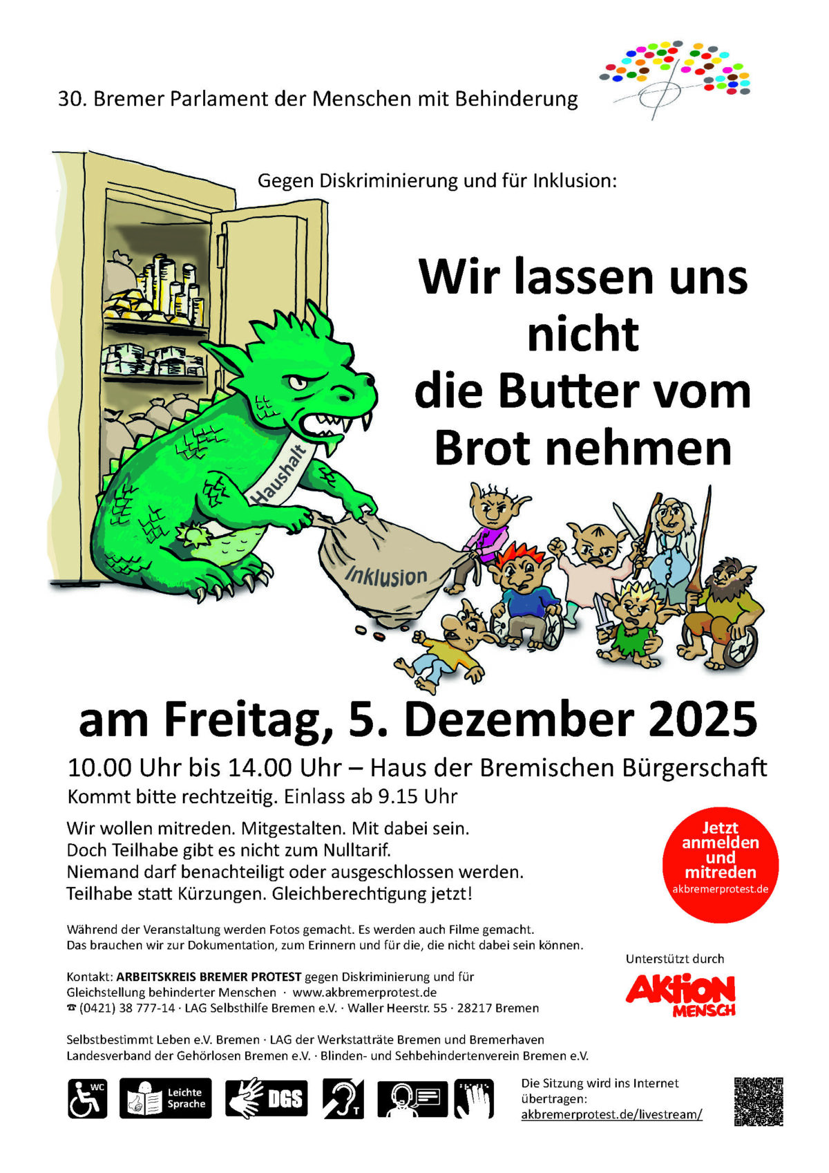 Plakat zum 30. Behindertenparlament am 5.12.2025