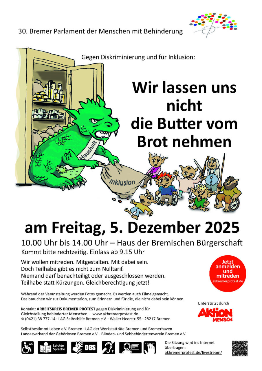 Plakat zum 30. Behindertenparlament am 5.12.2025