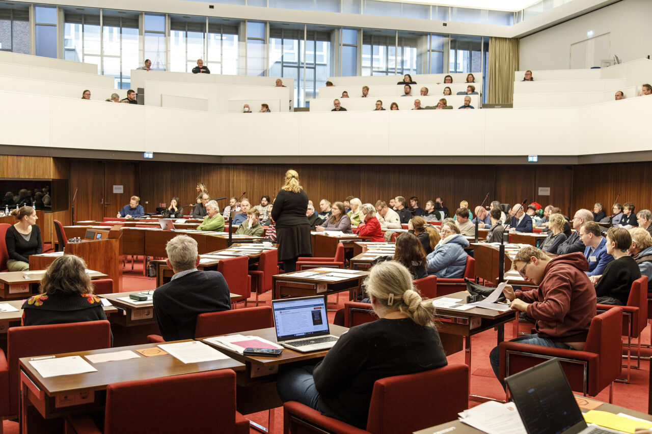 gut gefüllte Reihen bei der 30. Parlamentssitzung der Menschen mit Behinderungen